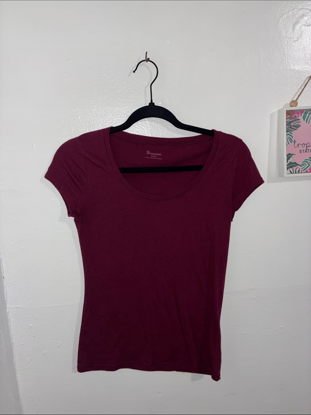 No Boundaries Scoop Neck Short Sleeve Top - Wine